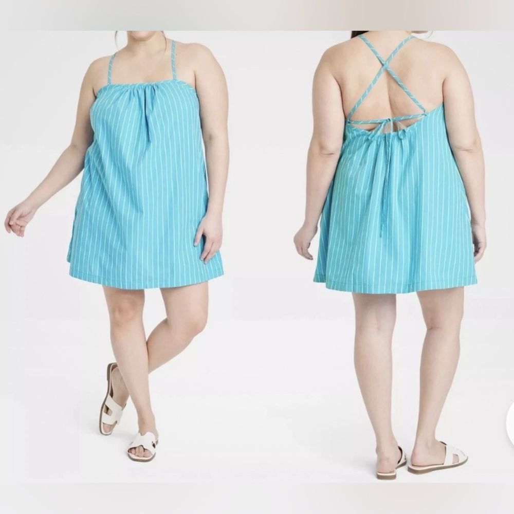 A New Day Blue and White Striped Shift Dress - NWT - Size 1X